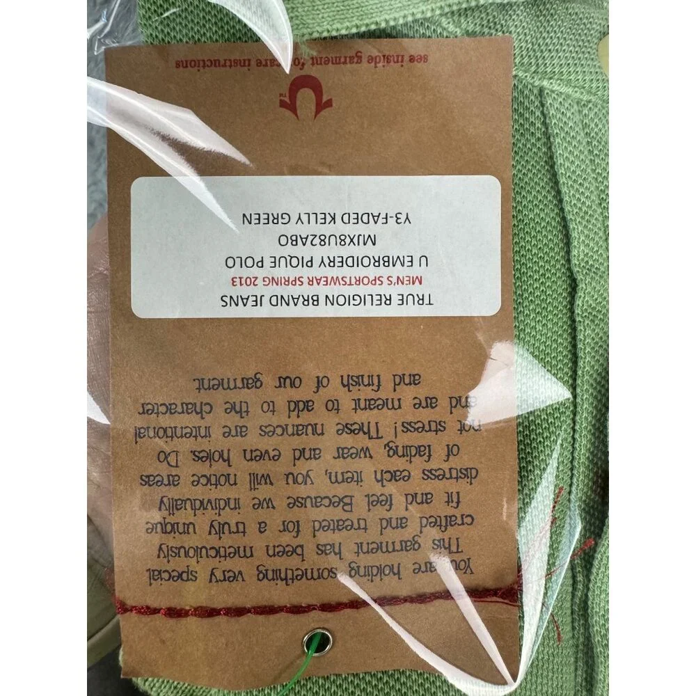 True Religion Mens Sportswear Spring 2013 Embroidery Pique Polo Shirt Green - Picture 10 of 11